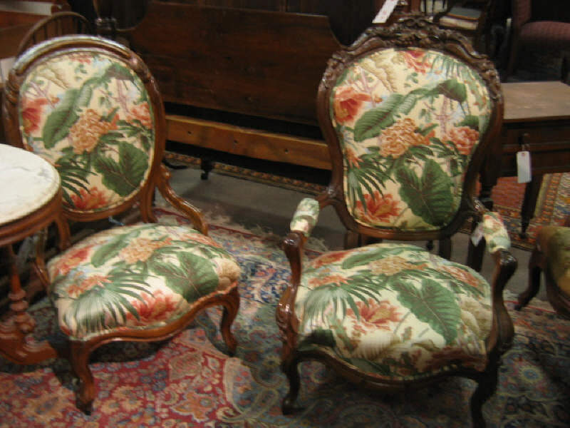 Appraisal: TWO AMERICAN ROCOCO REVIVAL PARLOR CHAIRS One an armchair with