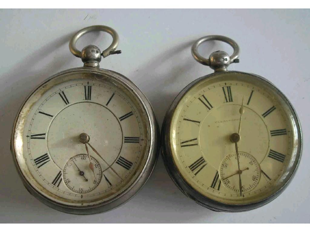 Appraisal: Two silver lever pocket watches