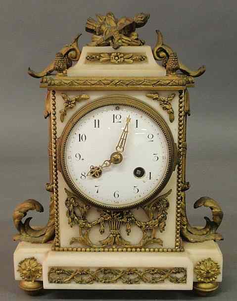 Appraisal: French Louis XVI style marble mantel clock by Daubr s