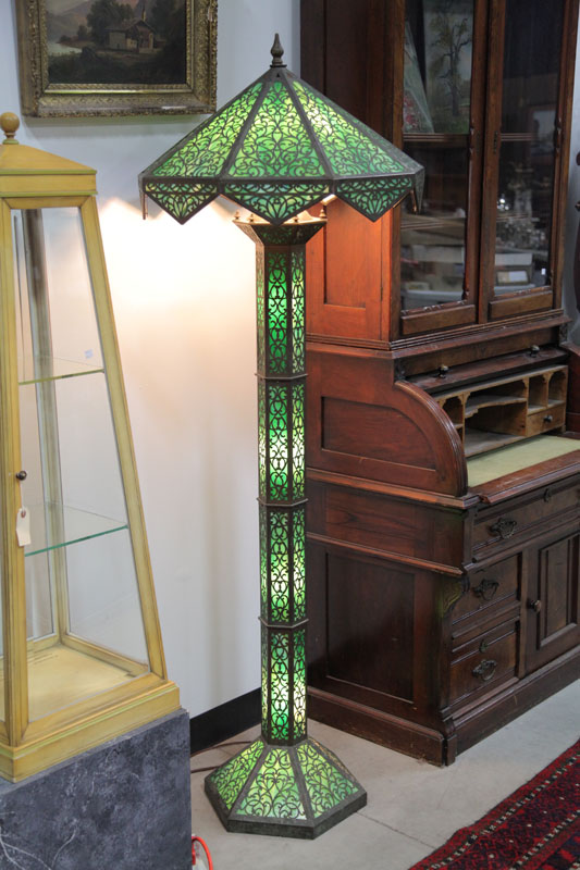 Appraisal: REVERE FLOOR LAMP Open work lamp having green and white