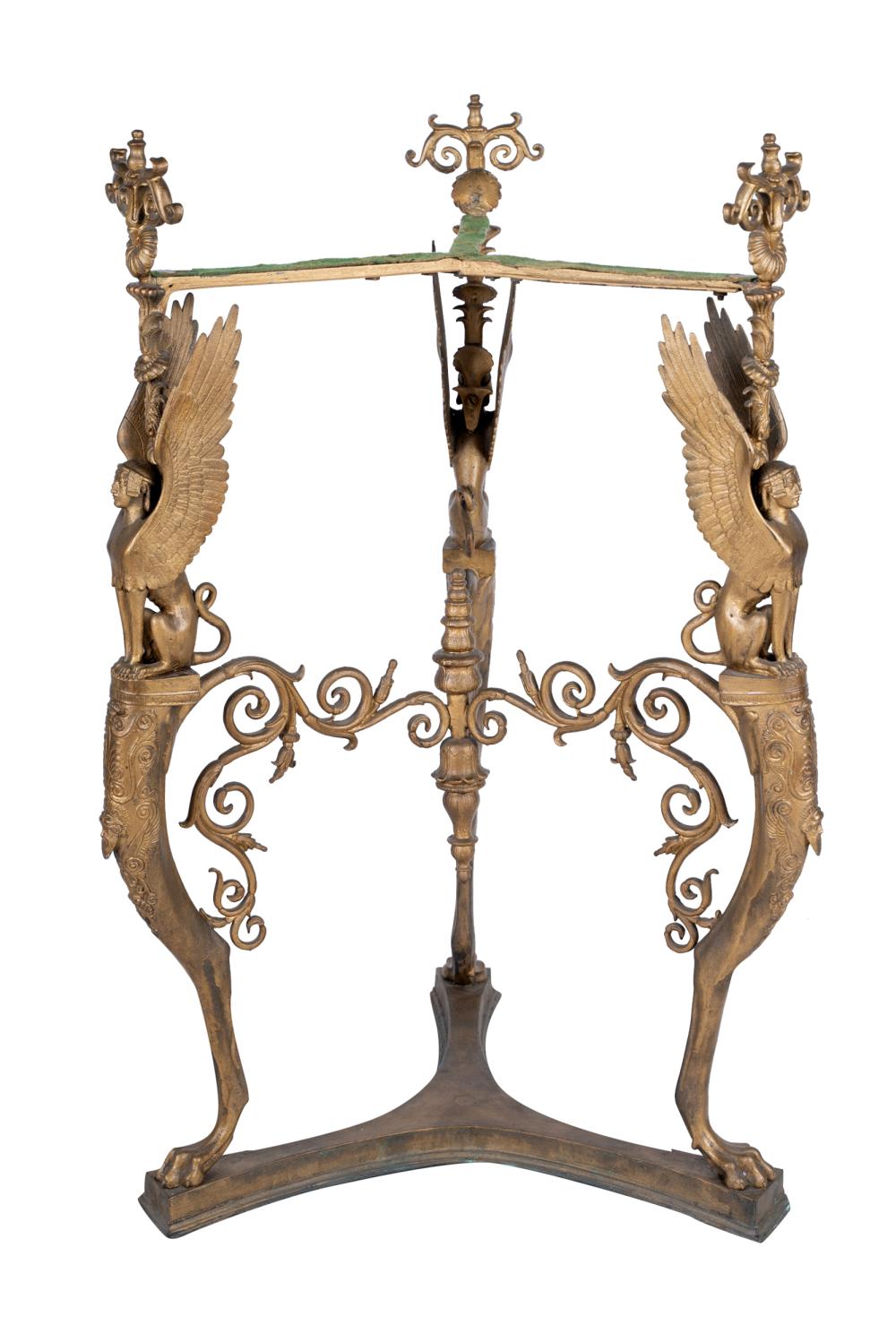 Appraisal: EMPIRE STYLE TABLE BASEwith painted gilt iron Condition with applied