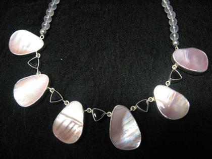 Appraisal: Sterling and mother of pearl necklace Sterling and pink mother