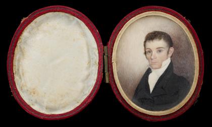 Appraisal: American School th centuryminiature portrait of young man