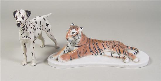 Appraisal: Meissen German Tiger on Base Marked B with blue mark