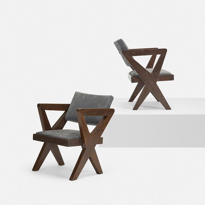 Appraisal: Pierre Jeanneret Showroom armchairs from the Tagore Theater Chandigarh pair