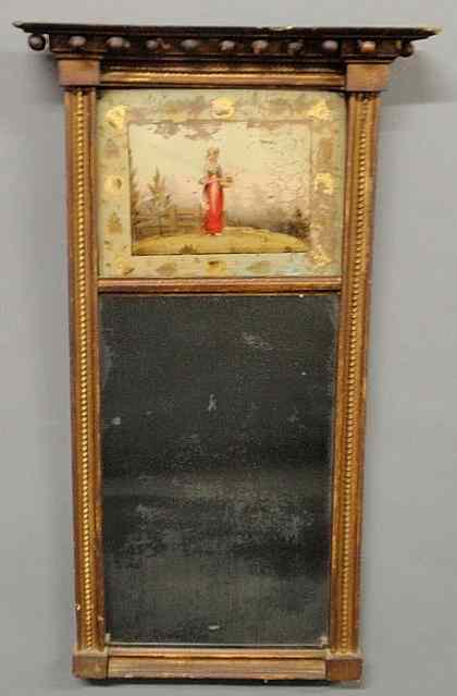 Appraisal: Federal gilt framed mirror c with original reverse painted glass