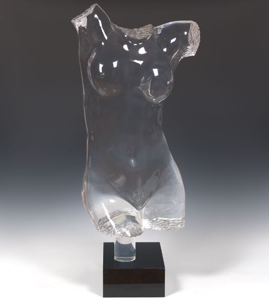 Appraisal: LUCITE NUDE FEMALE TORSO SCULPTURE x x base x x