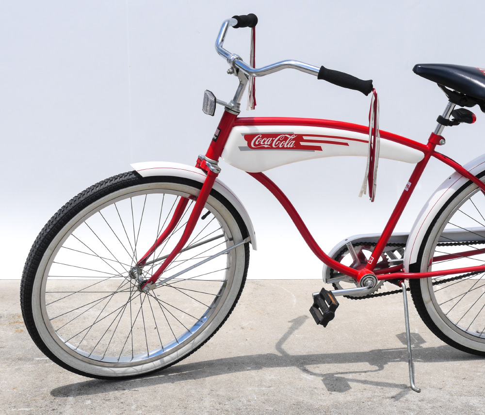 Appraisal: VINTAGE HUFFY COCA COLA THEME BICYCLE Red and white with