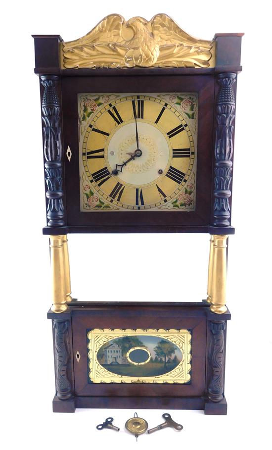 Appraisal: CLOCK Triple decker Birge Mallory Co wall clock c s