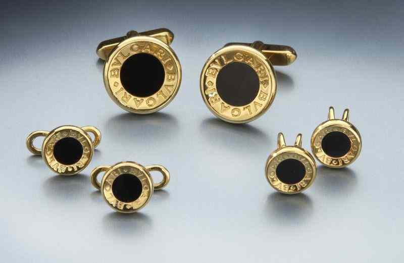 Appraisal: Pc Bulgari K gold and black onyx dress set stamped