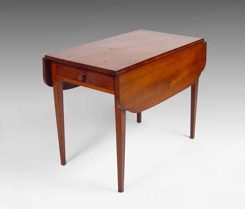 Appraisal: SHERATON DROP LEAF TABLE Fine tapered leg single drawer drop