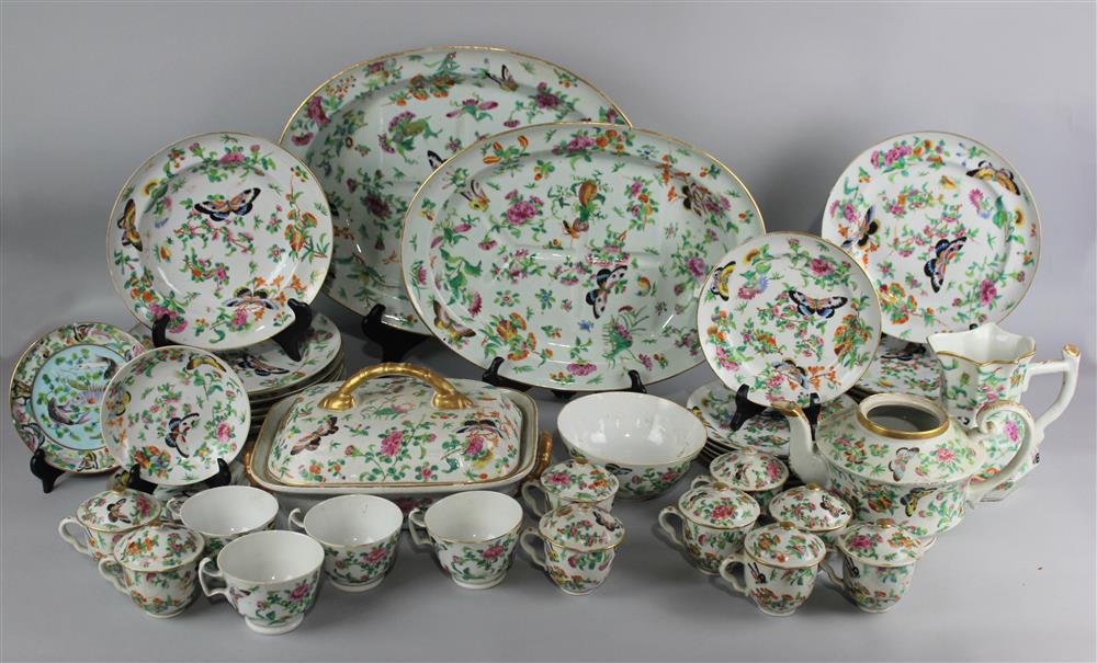 Appraisal: CHINESE EXPORT FAMILLE ROSE ASSEMBLED PART DINNER SERVICE SECOND HALF