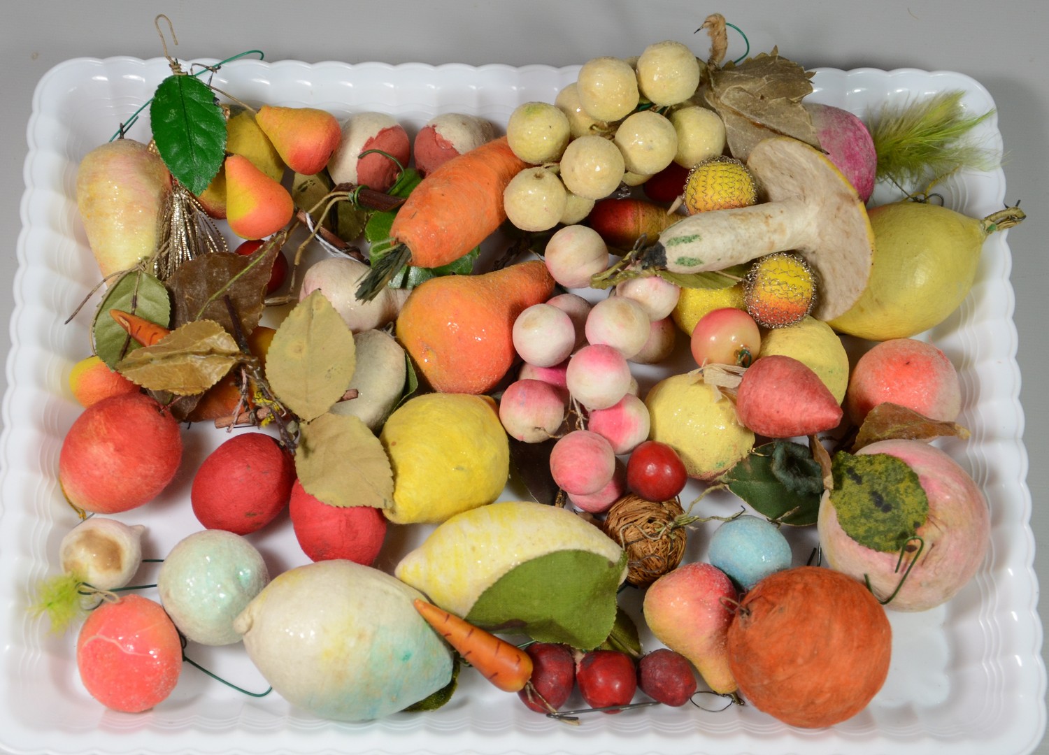 Appraisal: cotton fruit ornaments including mushroom also small grapes and vegetables