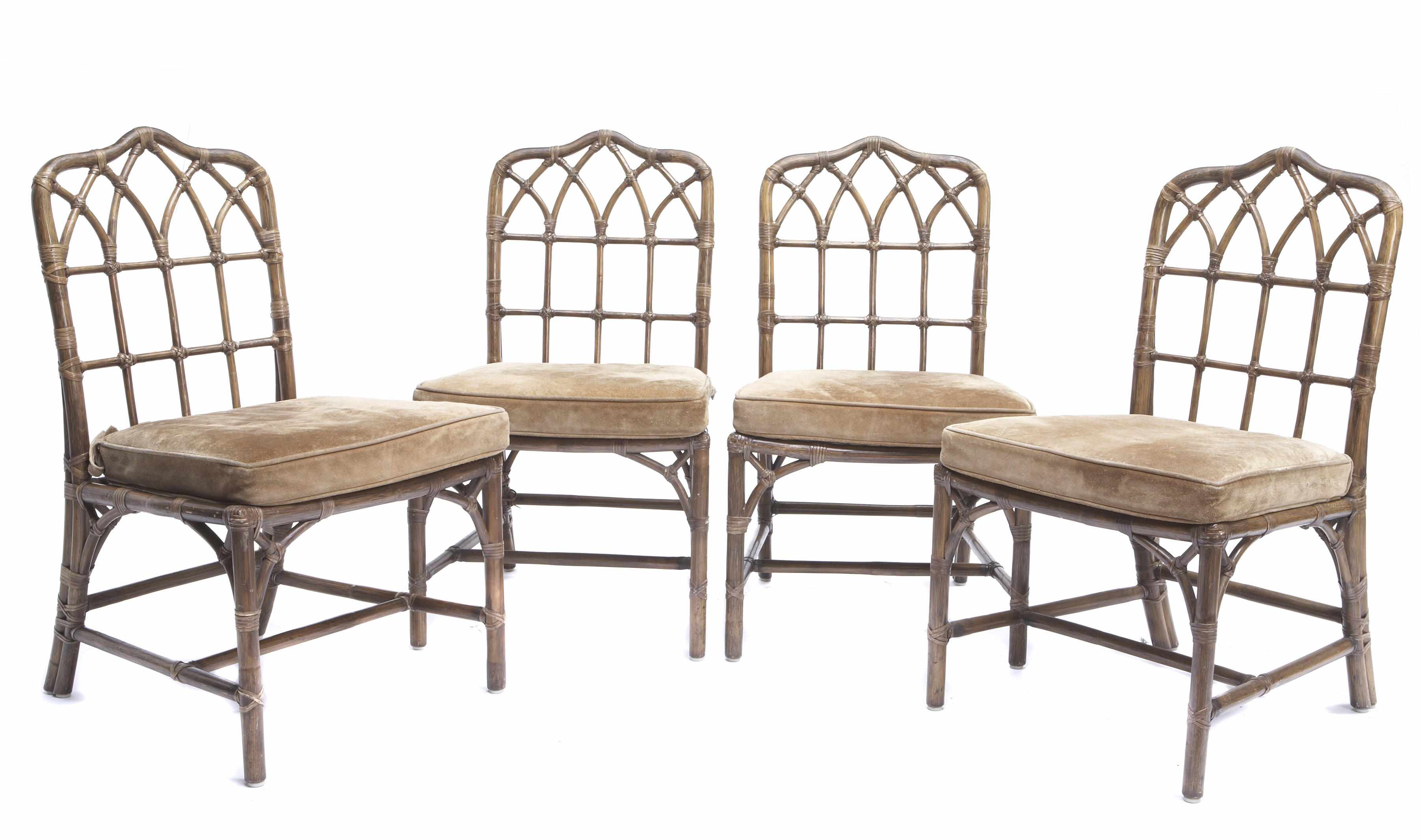 Appraisal: A set of four McGuire bamboo side chairs height in