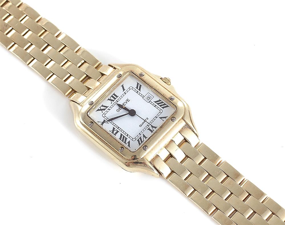 Appraisal: Geneve gold wristwatch K Italian gold case and integrated band