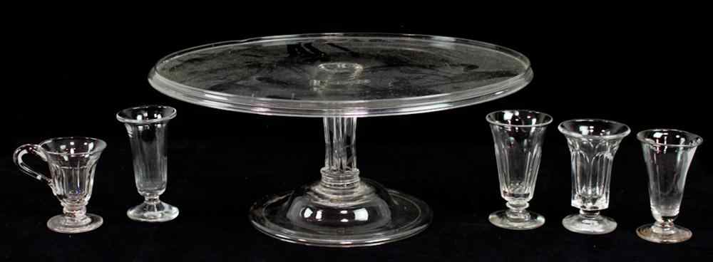 Appraisal: AMERICAN GLASS SYLLABUB STAND Nineteenth century circular with raised lip