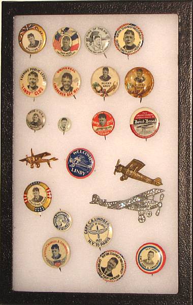 Appraisal: Assortment of pinbacks commeratives Assortment of Lindy pins from the