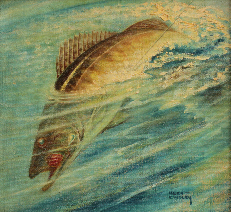 Appraisal: CHIDLEY Herb American th Century ''Smallmouth Bass'' Oil Board ''