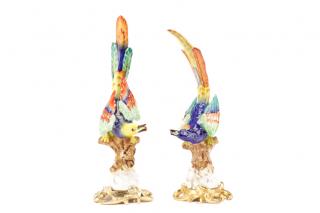 Appraisal: Two Mangani after Sevres Porcelain Bird Figurines Giulia Mangani Italian