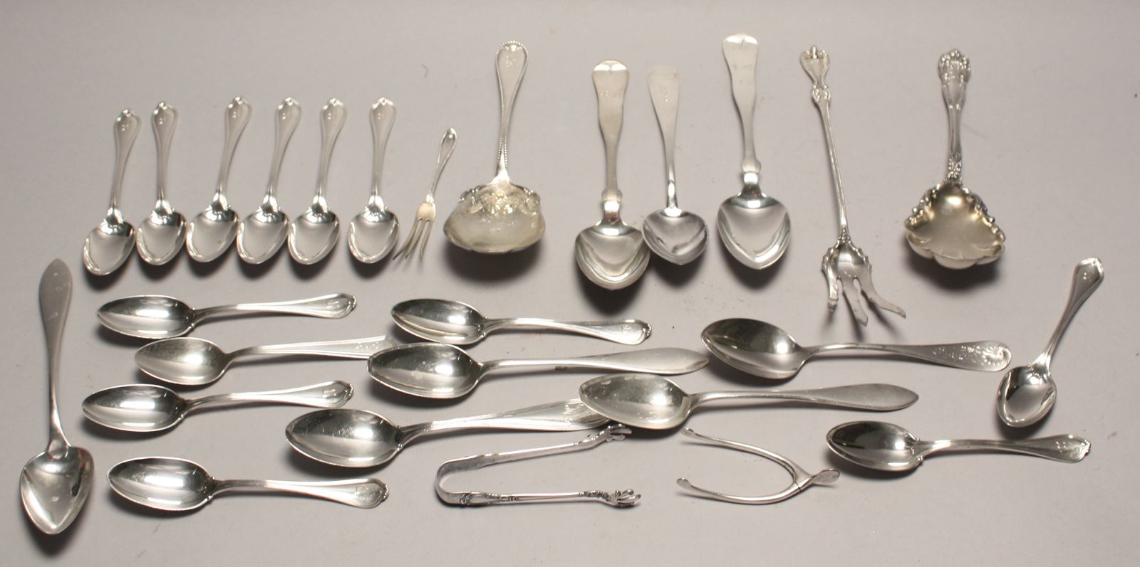 Appraisal: TWENTY-SEVEN PIECES OF STERLING SILVER FLATWARE By various makers Pieces