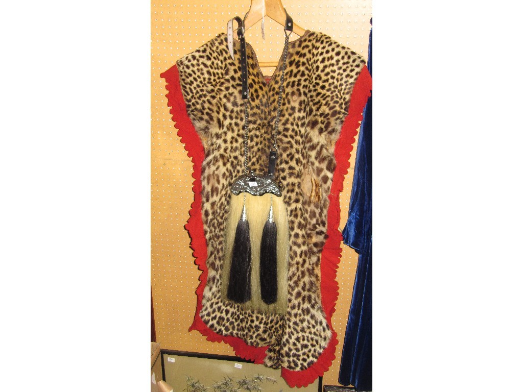 Appraisal: Lot comprising military bandsman's leopard skin over tunic sporran assorted