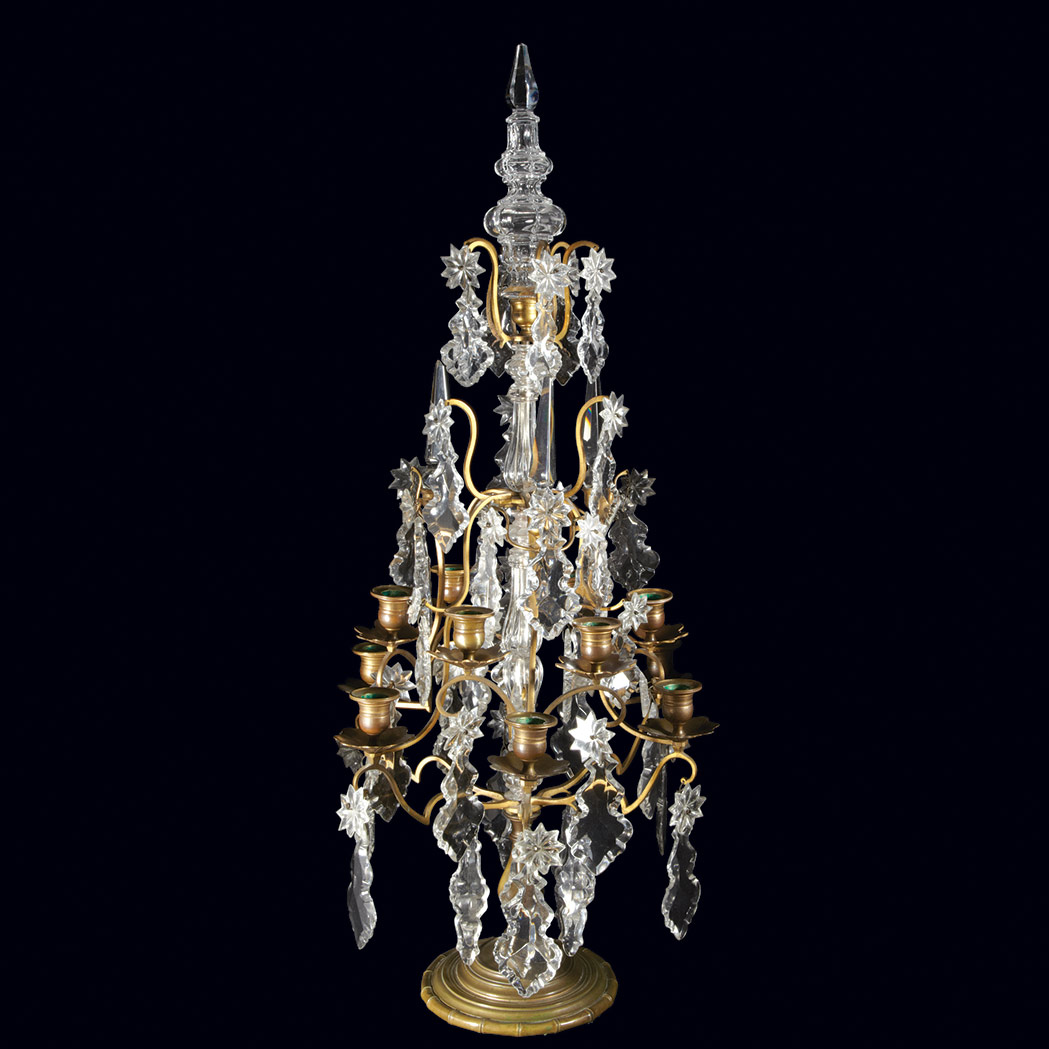 Appraisal: Louis XV Style Cut Glass and Brass Twelve-Light Candelabrum Hung