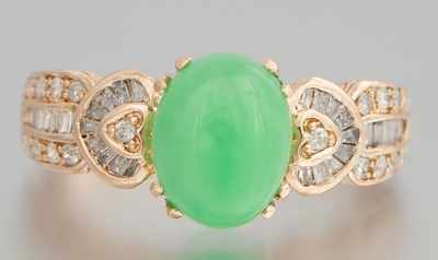 Appraisal: A Ladies' Jadeite and Diamond Ring k rose gold ring