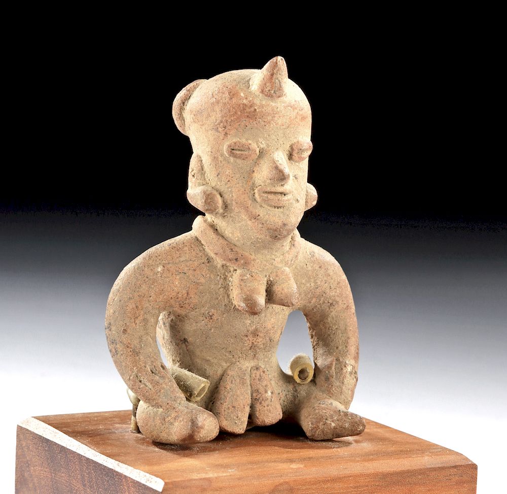 Appraisal: Colima Pottery Seated Hunchbacked Shaman Whistle Pre-Columbian West Mexico Colima