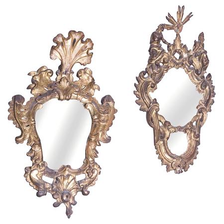 Appraisal: Two Continental Rococo Gilt-Wood Mirrors Estimate -