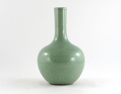 Appraisal: A Chinese celadon ground bottle vase decorated with a lotus