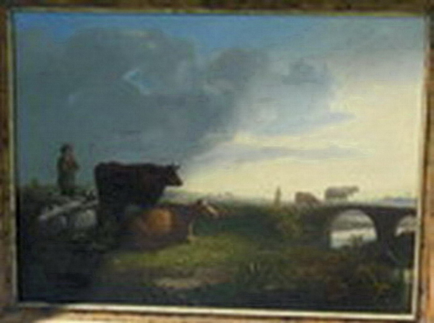 Appraisal: EARLY TH CENTURY OIL ON CANVAS CATTLE LANDSCAPE Purchased from