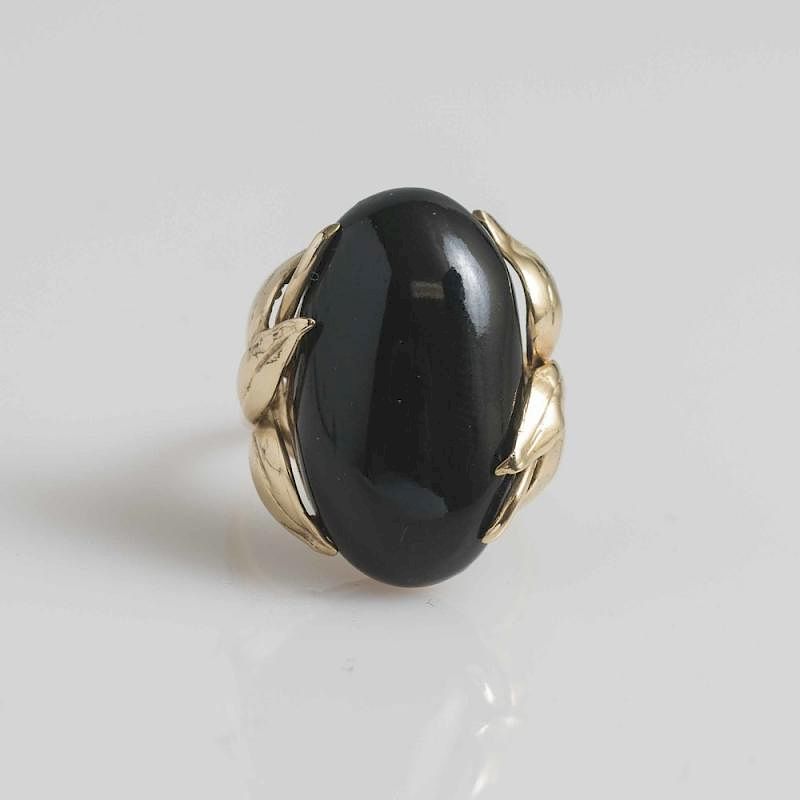 Appraisal: Black Coral k Ring Black coral in k yellow gold