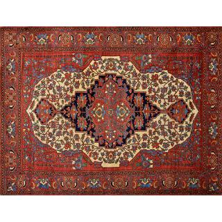 Appraisal: MELAYER SAROUK RUG Ivory field on a vivid red ground