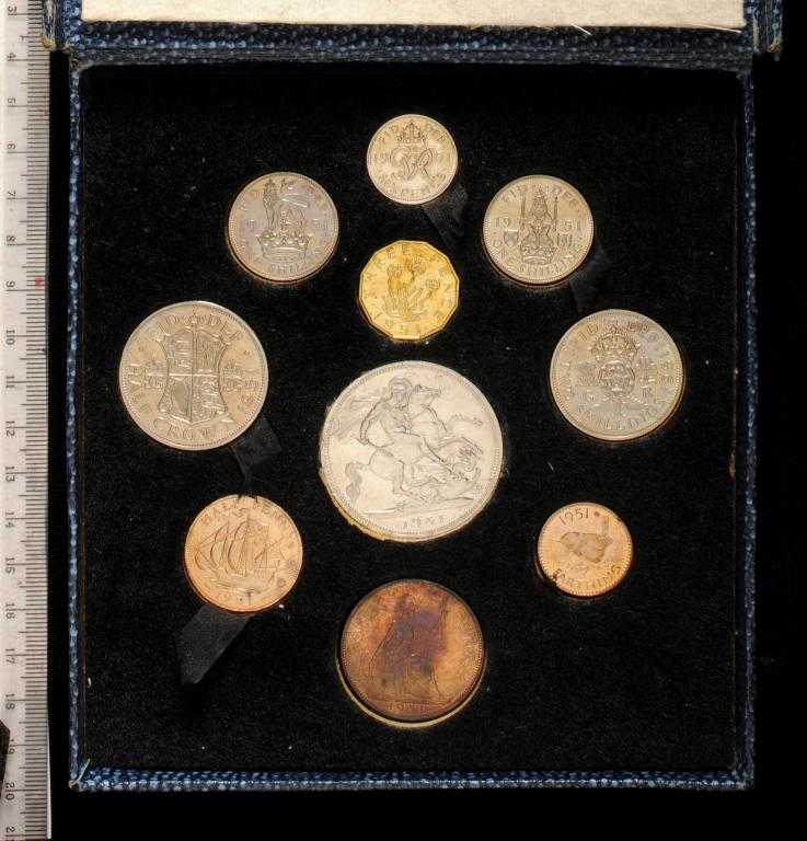 Appraisal: GEORGE VI CROWN - FARTHING PROOF SET blue card box