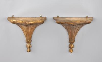 Appraisal: A Pair of Gilt Ceramic Wall Sconces Of a tapered