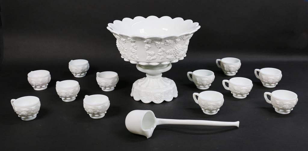 Appraisal: WESTMORELAND MILK GLASS PUNCH BOWL SETWestmoreland milk glass punch set