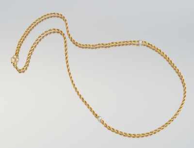 Appraisal: A Ladies' Natural Pearl Rope Necklace k yellow gold twisted