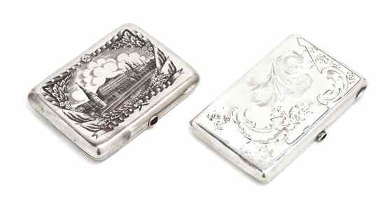 Appraisal: Two Russian Silver Cigarette Cases Moscow both having the second