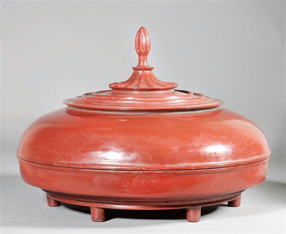 Appraisal: A LARGE LACQUER BOX Burma D cm Wood red lacquer