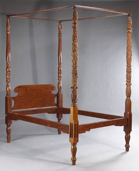 Appraisal: A Classical carved mahogany and cherry four poster bedstead second