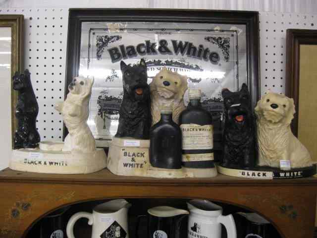 Appraisal: Black White Scotch Whiskey Advertising Items scottie dog display bottle