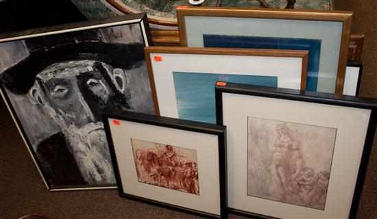 Appraisal: Seven assorted framed pictures watercolors and prints Estimate - No