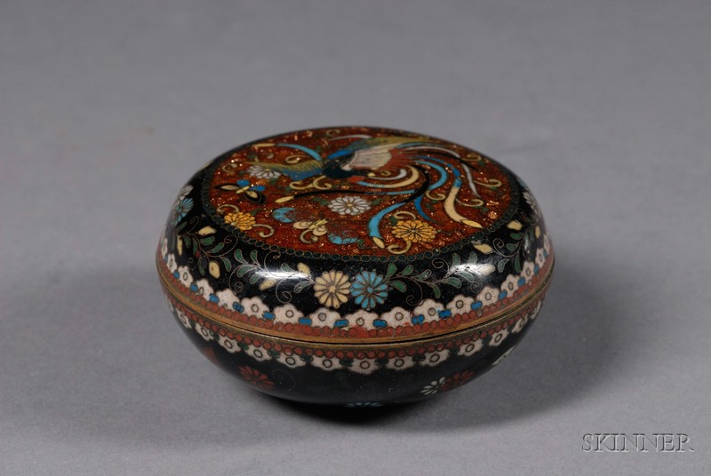 Appraisal: Cloisonne Box Japan late th century circular form design of