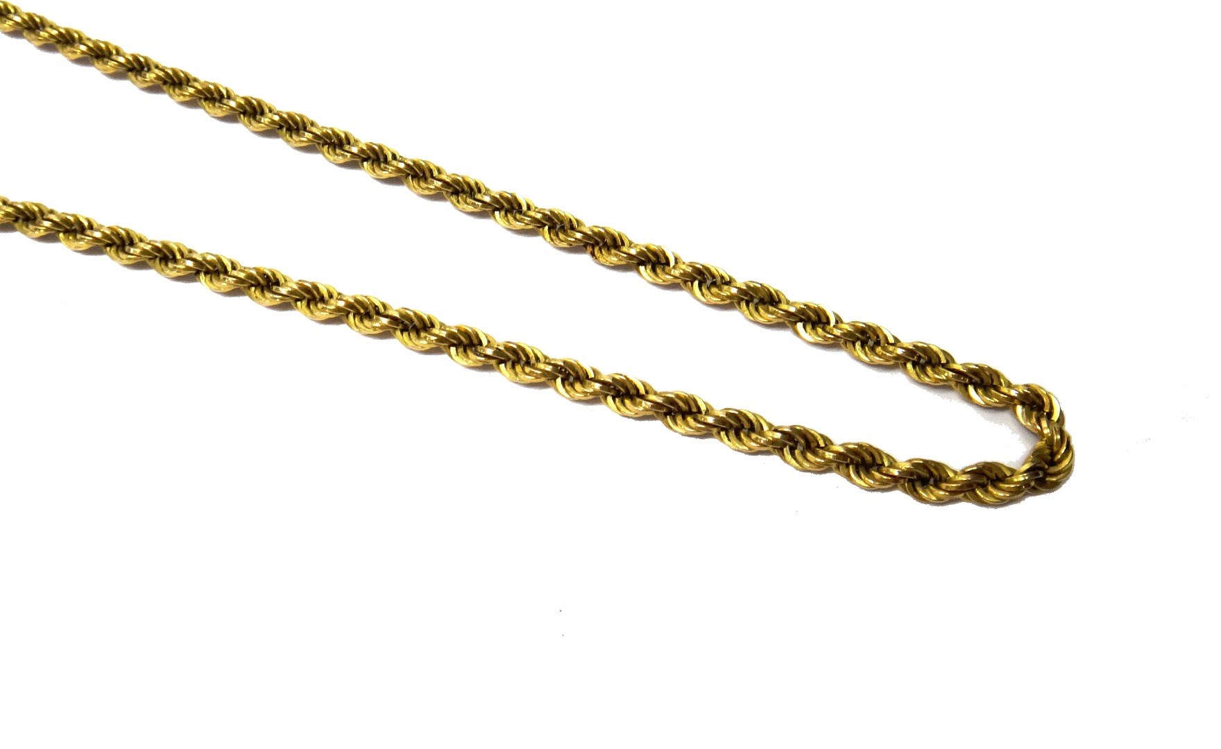 Appraisal: A ct gold necklace in a ropetwist link design on