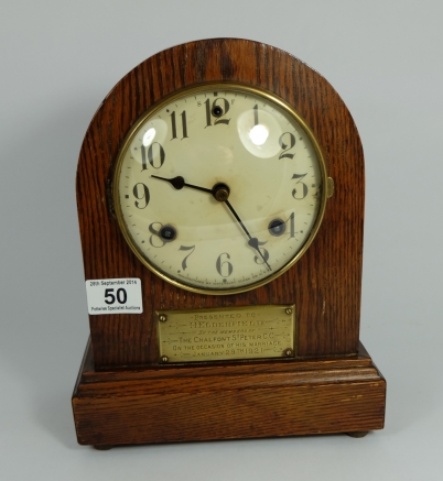 Appraisal: An Oak cased mantle clock Waterberry Clock Co USA A