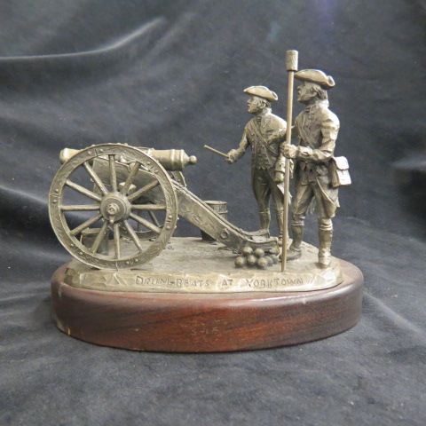 Appraisal: Chilmark Pewter Figurine Drum Beatsat Yorktown by Plillip Kraczkoivski Revolutionary