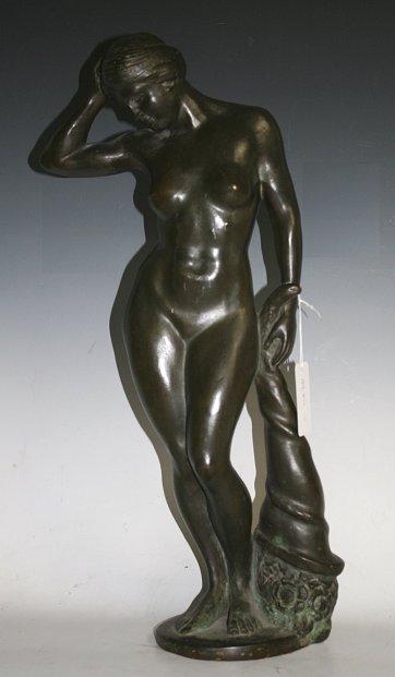 Appraisal: LOST WAX METHOD SIGNED STANDING NUDE FEMALE BRONZE '' h