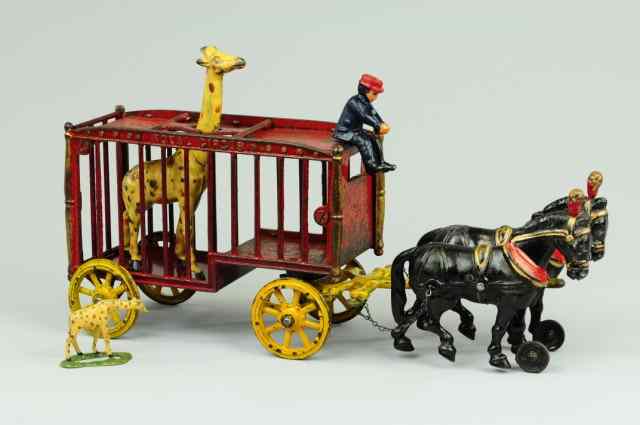 Appraisal: HUBLEY ROYAL CIRCUS GIRAFFE CAGE WAGON Unique casting effects cast