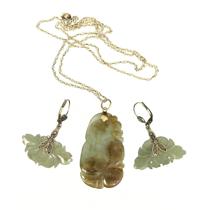 Appraisal: Set of Carved Jade Jewerly Set of complementary pendant and