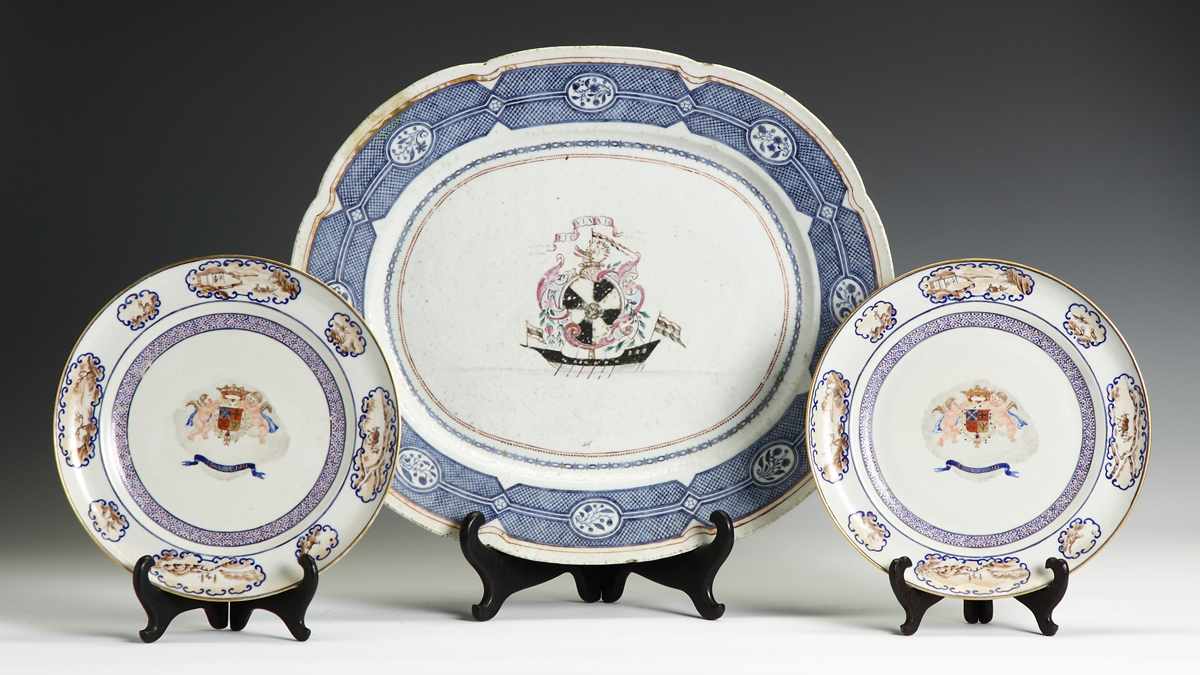 Appraisal: Chinese Export Platter th cent Flag reads ''Fit Via Vi''